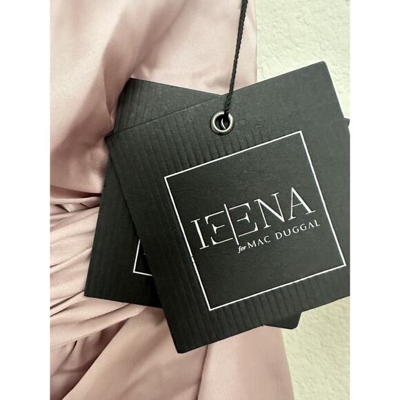 New Ieena For Mac Duggal Pink One Shoulder V-Neck Draped Dress 55398 Size 6 - Picture 4 of 9